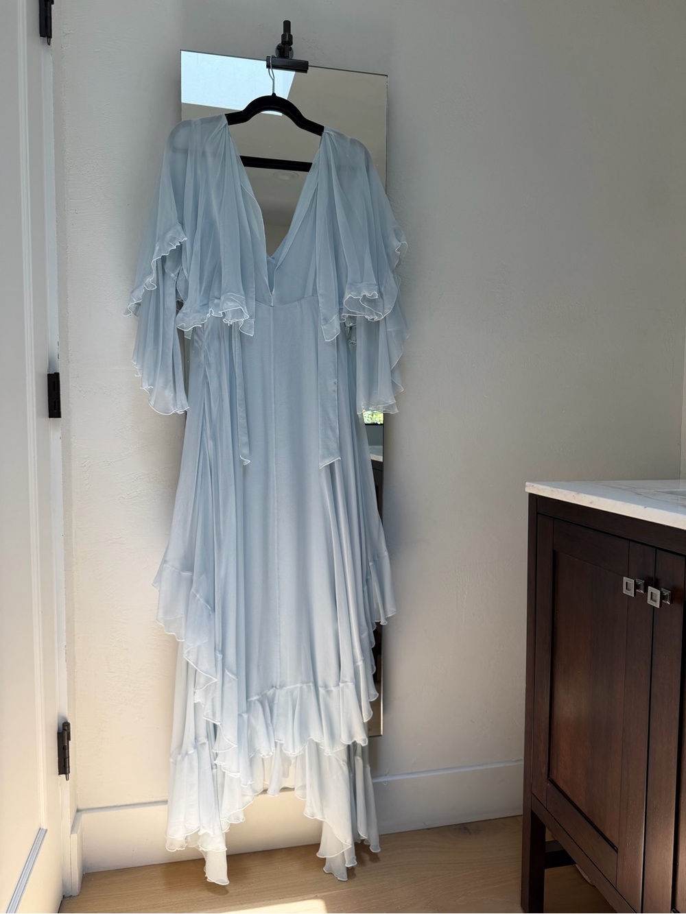 LoveShackFancy Collia Pale Blue Tiered Silk Maxi Dress - Picture 5 of 7